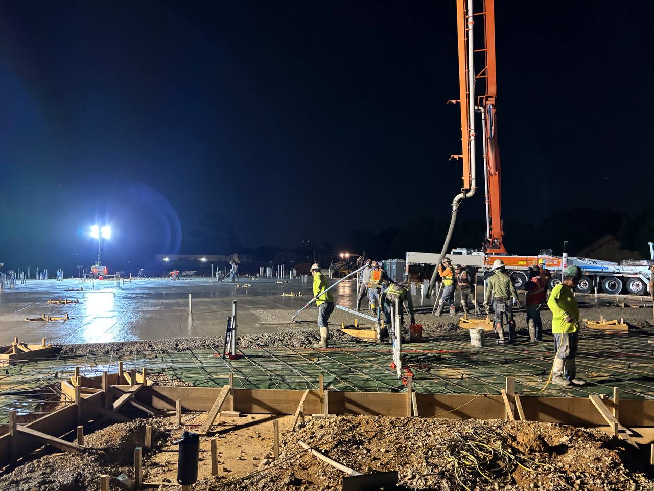 Night pour commercial slab